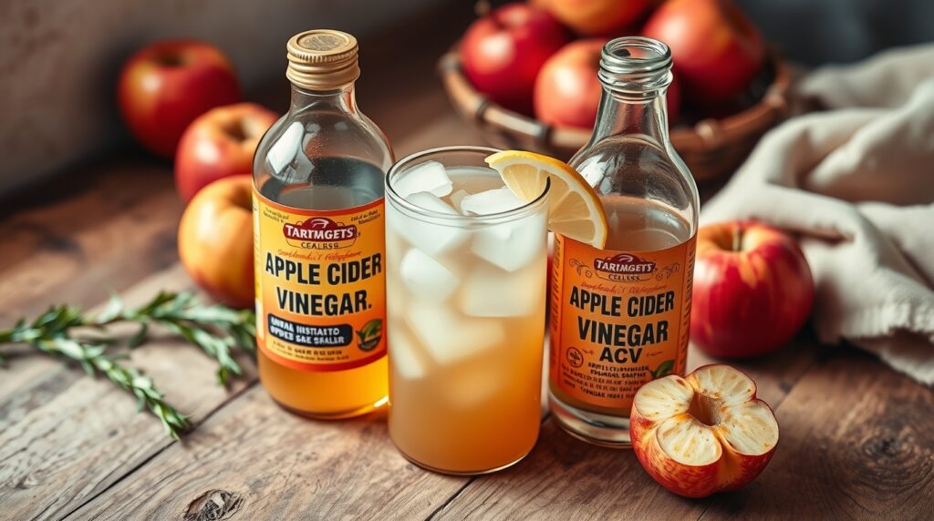 Flux_Schnell_Apple_cider_vinegar_bottle_with_a_glass_of_dilute_3