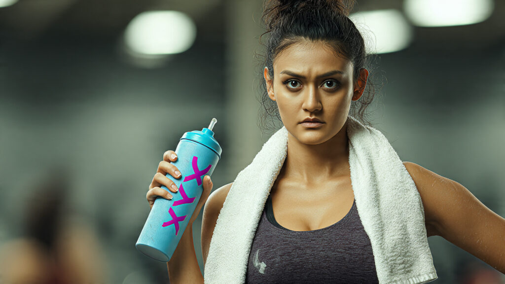 indian_fitness_woman_in_gym_wear_holding